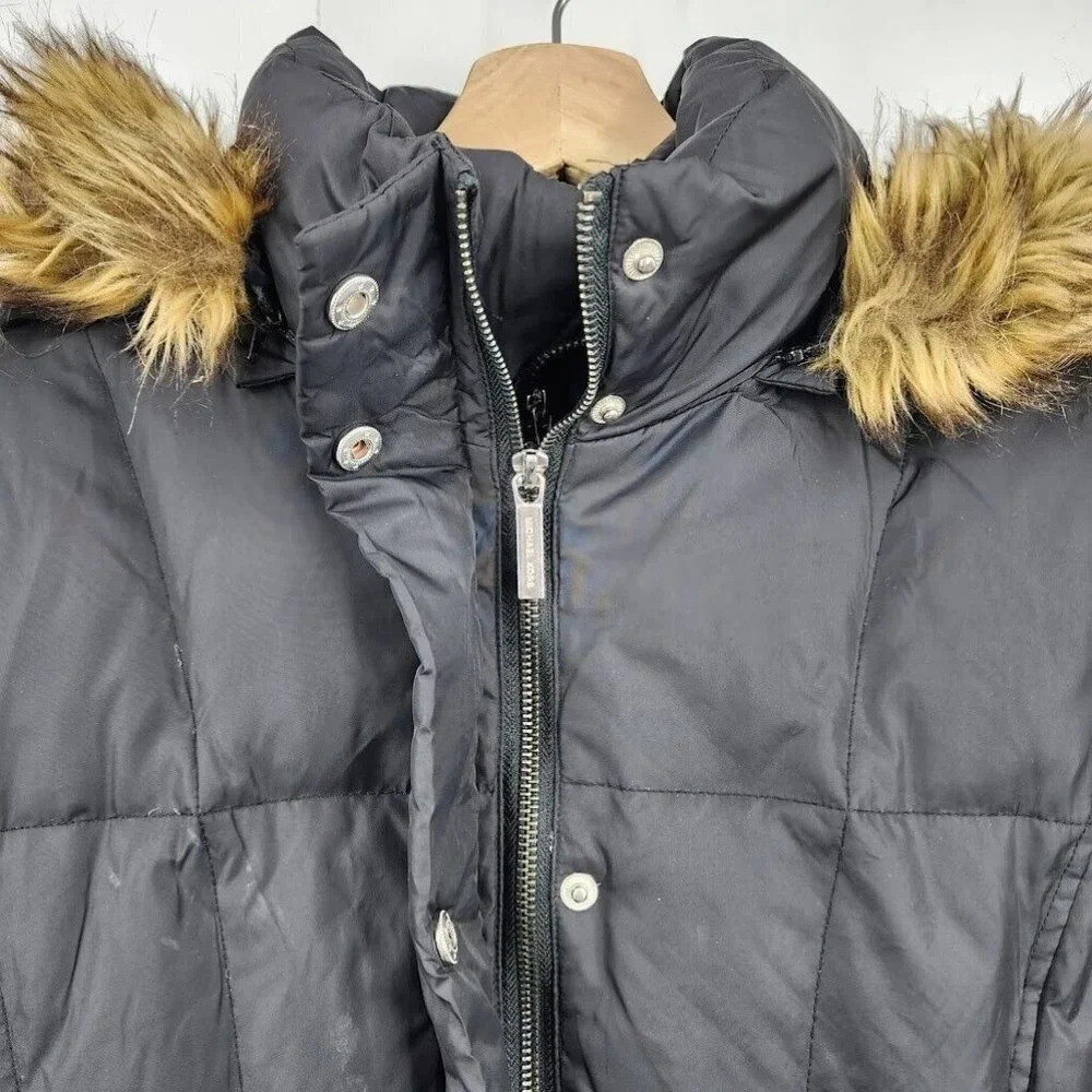 Michael Michael Kors Women's Double‎ Collar Fur Hood Mid Length Puffer Size S - Picture 5 of 15